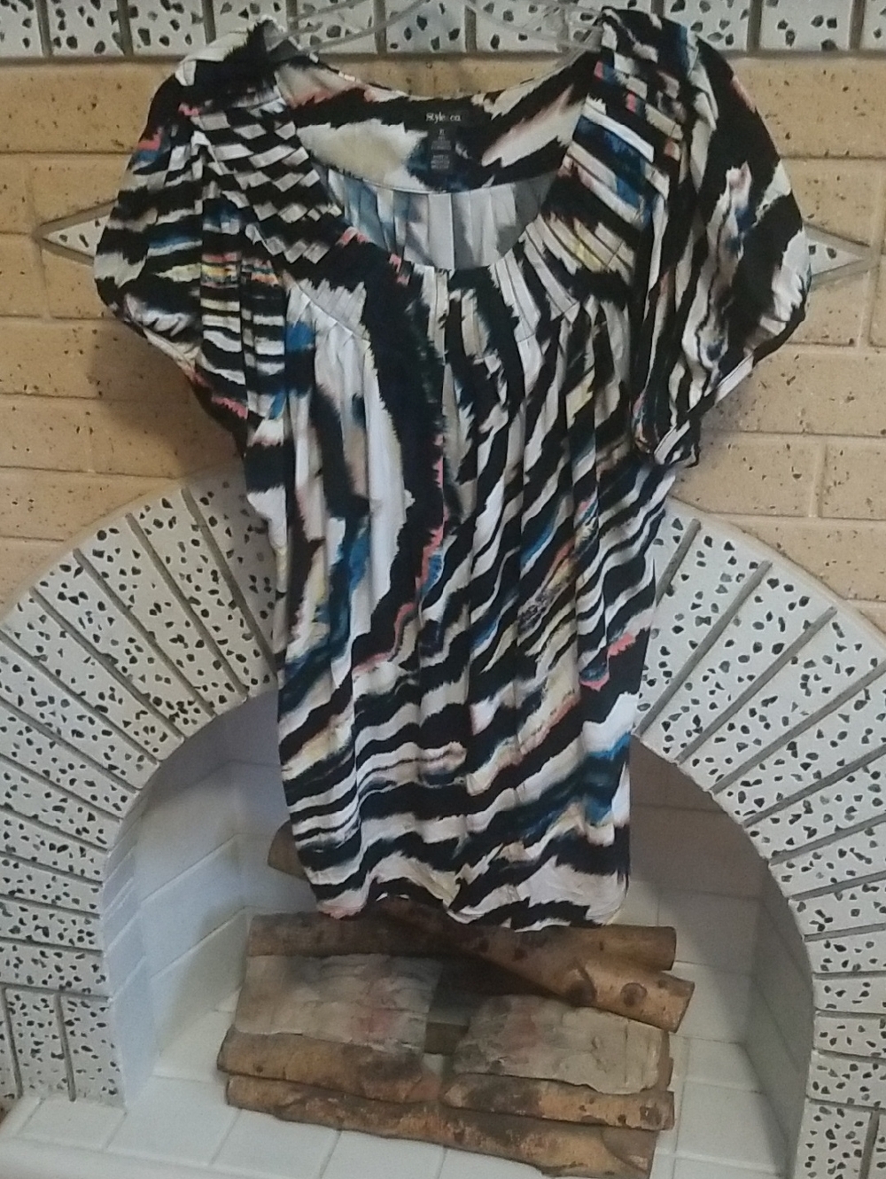 Style & Co. Stylish Multicolor Wave-Print Women's Top